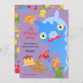 Tarjeta De Agradecimiento Pequeño Monstruo Fiesta y fiesta de cumpleaños de 