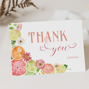 Tarjeta De Agradecimiento Pequeño Naranja Cutie Summer Baby Shower