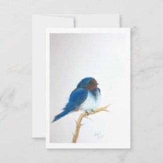 Tarjeta De Agradecimiento Pequeño pájaro azul en una rama - Obra de arte ori