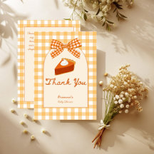 Pequeño pastel de calabaza gingham shower de bebé
