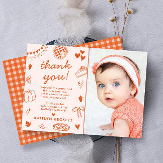 Tarjeta De Agradecimiento ¡Pequeño pastelito! Foto de cumpleaños número 1 de