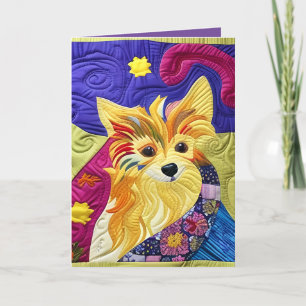 Tarjeta De Agradecimiento Pequeño Pom Puppy Quilt Like Design
