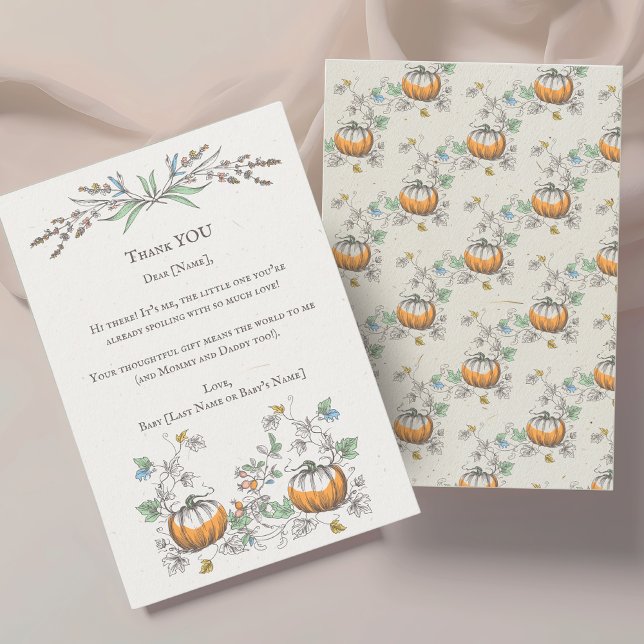 Tarjeta De Agradecimiento Pequeño PUMPKIN convirtiendo en un cumpleaños de l (Subido por el creador)