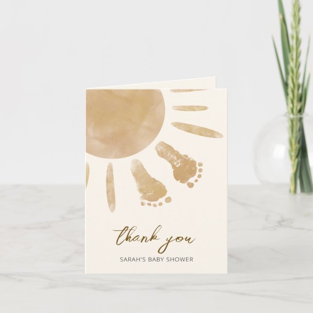 Tarjeta De Agradecimiento Pequeño rayo de Sunshine Boho Baby Shower (Anverso)
