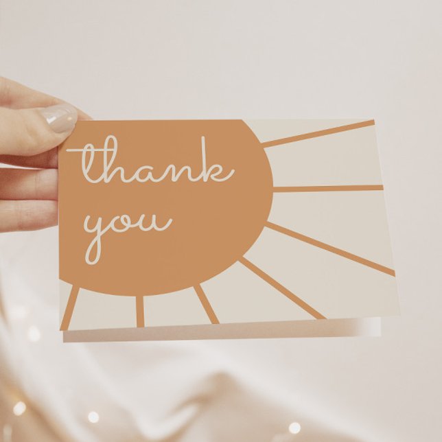 Tarjeta De Agradecimiento Pequeño rayo de Sunshine Boho Baby Shower (Subido por el creador)