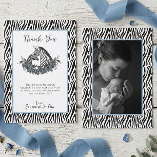 Tarjeta De Agradecimiento Pequeño Salvaje Un Safari de Cebra Baby Shower Fot