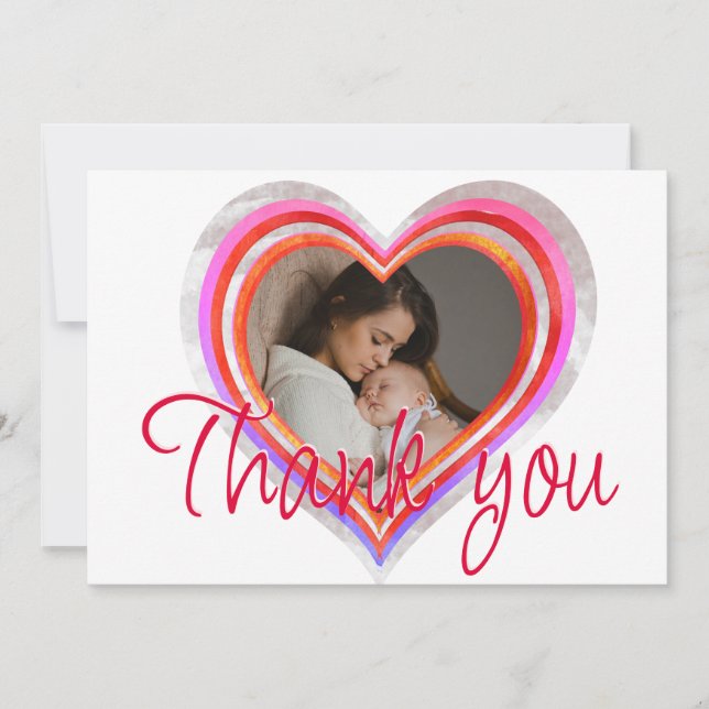 Tarjeta De Agradecimiento Pequeño San Valentín acuarela Baby Shower (Anverso)