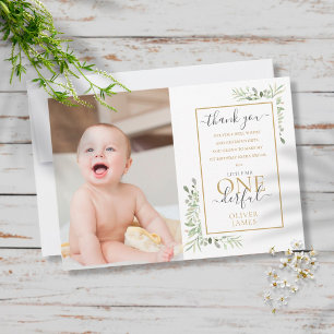 Tarjeta De Agradecimiento Pequeño Sr. Niño Maravilloso Cumpleaños 1 Foto Ado