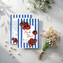 Pequeño tomate rayas azules baby shower italiano