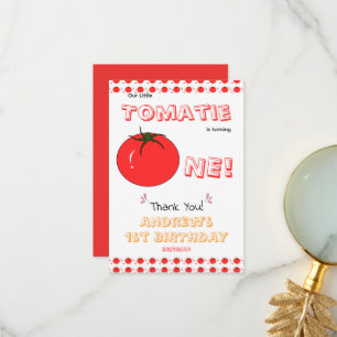 Tarjeta De Agradecimiento Pequeño Tomatie Cumple Un Años Cumpleaños Lindo 1e