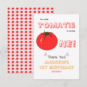 Tarjeta De Agradecimiento Pequeño Tomatie Cumple Un Años Cumpleaños Lindo 1e