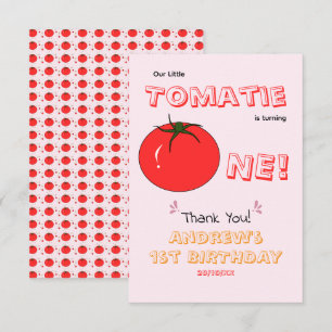 Tarjeta De Agradecimiento Pequeño Tomatie Cumple Un Cute 1er Cumpleaños