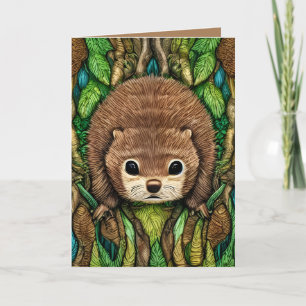 Tarjeta De Agradecimiento Pequeño y adorable castor de bebé