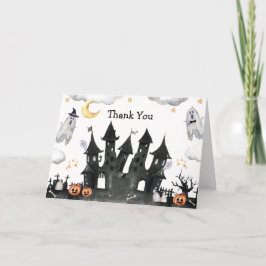 Tarjeta De Agradecimiento Pequeño y lindo Boo Ghost House Baby Shower