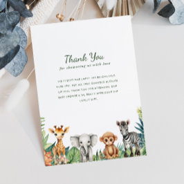 Tarjeta De Agradecimiento Pequeño y salvaje Safari de una jungla Baby Shower