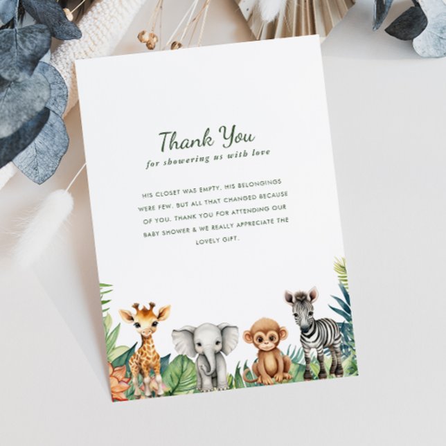Tarjeta De Agradecimiento Pequeño y salvaje Safari de una jungla Baby Shower (Subido por el creador)