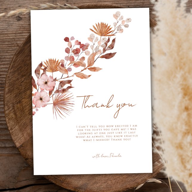 Tarjeta De Agradecimiento Pequeño y simple Boho de Flores Silvestres | Baby  (Simple Little Wildflower Boho | Fall Baby Shower Thank You Card)