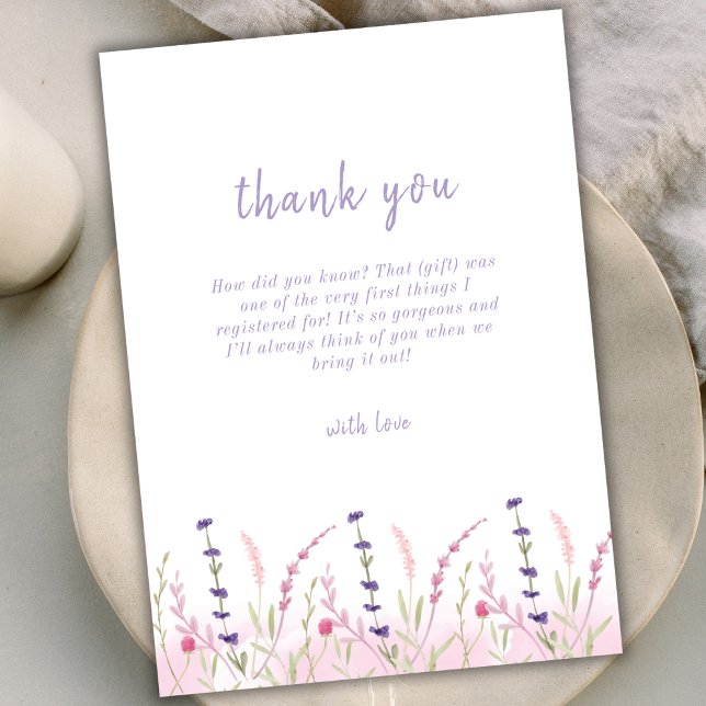 Tarjeta De Agradecimiento Pequeño y simple Jardín de flores silvestres Baby  (Simple Little Wildflower Garden Baby Shower Thank You Card)