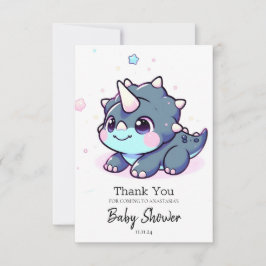 Tarjeta De Agradecimiento Pequeño y soñado Baby Shower de dinosaurios
