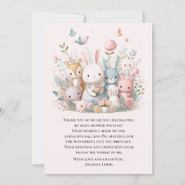 Tarjeta De Agradecimiento Pequeños animales caprichosos de Baby Shower Paste