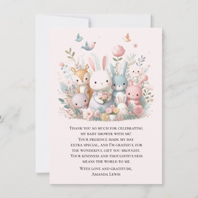 Tarjeta De Agradecimiento Pequeños animales caprichosos de Baby Shower Paste (Anverso)