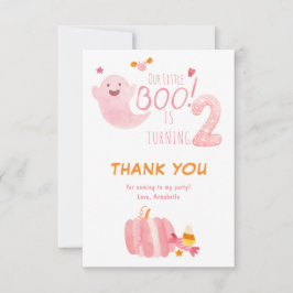 Tarjeta De Agradecimiento Pequeños Chicas De Boo Fantasma Rosado Segundo Cum