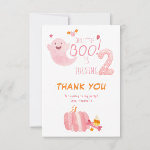 Tarjeta De Agradecimiento Pequeños Chicas De Boo Fantasma Rosado Segundo Cum