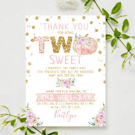 Tarjeta De Agradecimiento Pequeños Chicas de calabaza Segundo cumpleaños