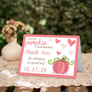 Tarjeta De Agradecimiento Pequeños Chicas de calabaza sucios Baby Shower
