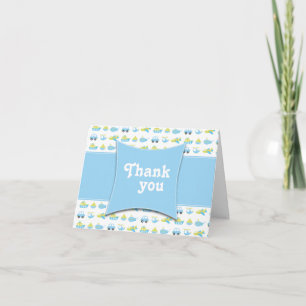 Tarjeta De Agradecimiento Pequeños chicos azules viajan tiempo gracias a la