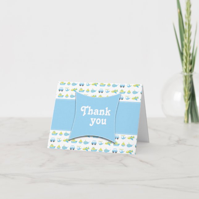 Tarjeta De Agradecimiento Pequeños chicos azules viajan tiempo gracias a la  (Anverso)