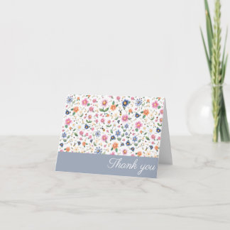 Tarjeta De Agradecimiento Pequeños insectos y patrón floral