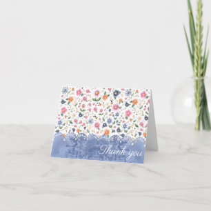 Tarjeta De Agradecimiento Pequeños insectos y patrón floral
