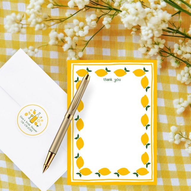 Tarjeta De Agradecimiento Pequeños Limones Bridal Shower Personalizado (Little Lemons CUSTOM Bridal Shower Thank You NOte Card
)