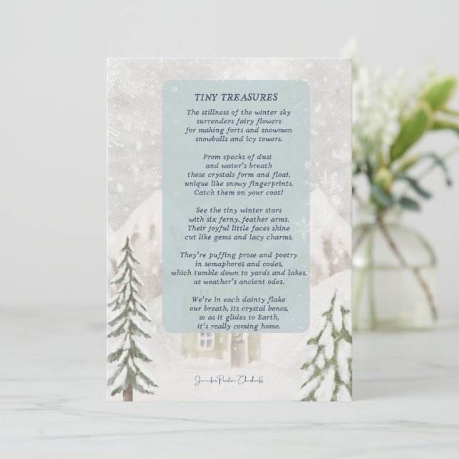 Tarjeta De Agradecimiento Pequeños tesoros con cabina de invierno nevada (Anverso de pie)