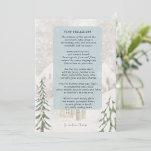 Tarjeta De Agradecimiento Pequeños tesoros con cabina de invierno nevada