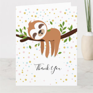 Tarjeta De Agradecimiento pereza, perezoso lindo, ilustracion animal