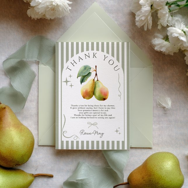 Tarjeta De Agradecimiento Perfecto Par de Peras Retro Dinero Antiguo Ducha d (Perfect Pear Retro Old Money Pair Bridal Shower Thank You Card)