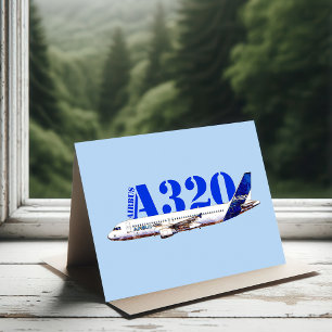 Tarjeta De Agradecimiento Perfil de dibujo de la acuarela del Airbus A320