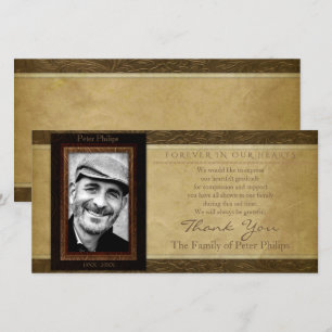 Tarjeta De Agradecimiento Pergamino de cuero falso Foto Simpatía Gracias