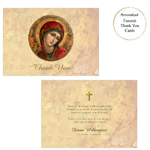 Tarjeta De Agradecimiento Pergamino Funerario Católico Romano Virgen María