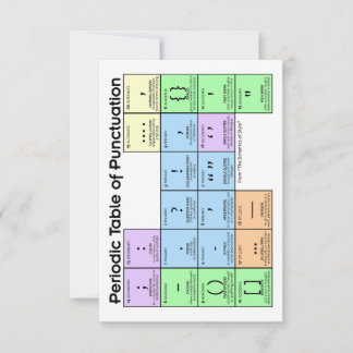 Tarjeta De Agradecimiento Period Table of Punctuation Cards