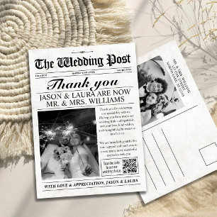 Tarjeta De Agradecimiento Periódico de boda personalizado