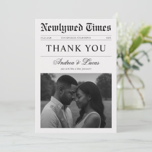 Tarjeta De Agradecimiento Periódico Minimalista Personalizado Elegante Foto