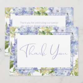 Tarjeta De Agradecimiento Periwinkle Blue White Hydrangeas Boda