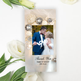 Tarjeta De Agradecimiento Perla blanca falsa y botones de diamantes gracias