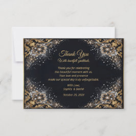 Tarjeta De Agradecimiento Perla de diamante de oro negro Lujo Formal