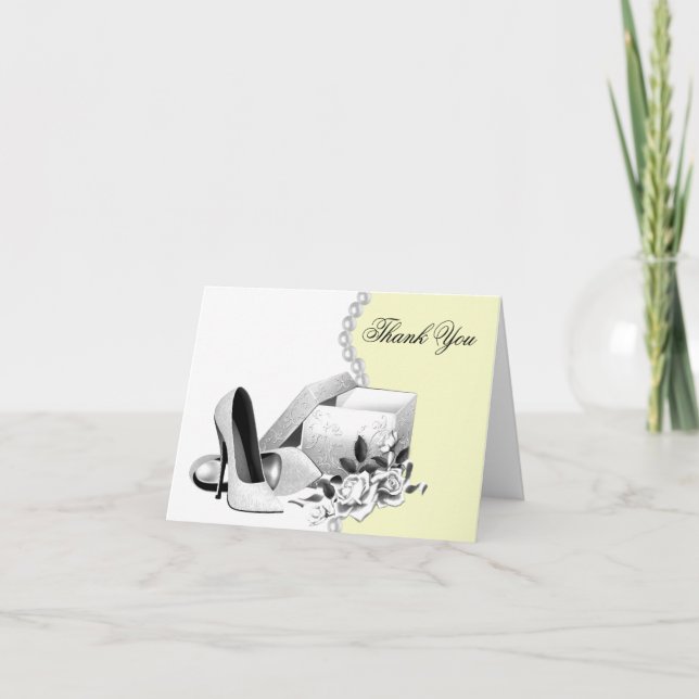 Tarjeta De Agradecimiento Perlas amarillas zapatos de tacón alto gracias a l (Anverso)