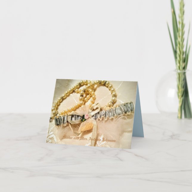 Tarjeta De Agradecimiento Perlas elegantes y temas de encaje (Anverso)