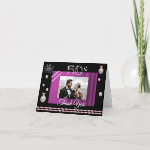 Tarjeta De Agradecimiento Perlas plateadas 50 años de Boda Navidad Gracias